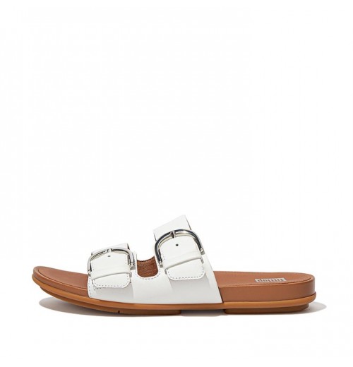 Gracie Buckle Leather Slides