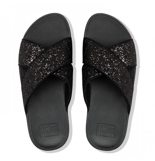 Lulu Glitter Cross Slides