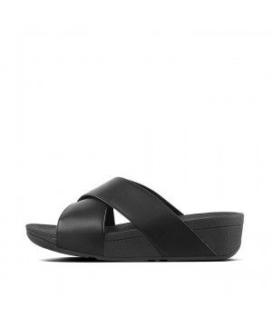 Lulu Leather Cross Slides