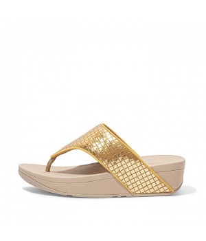 Olive Metallic Woven Leather Toe-Post Sandals