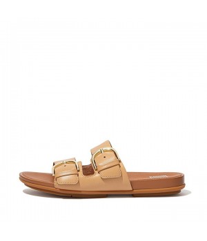 Gracie Buckle Leather Slides