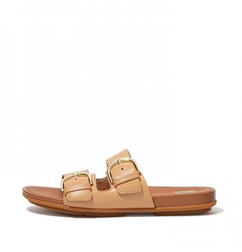 Gracie Buckle Leather Slides