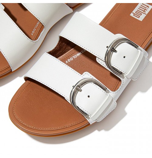 Gracie Buckle Leather Slides