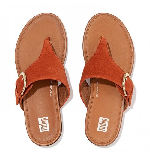 Gracie Buckle Suede Toe-Post Sandals