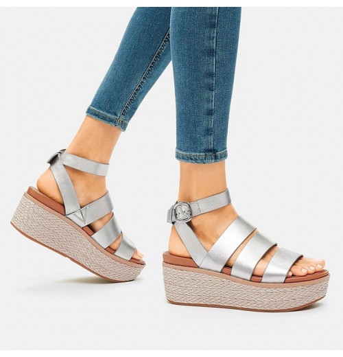 Eloise Espadrille Leather Wedge Sandals