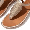 Tia Feather Metallic Leather Back-Strap Sandals