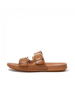 Gracie Buckle Leather Slides