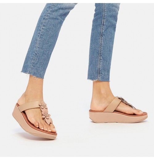 Fino Floral Leather Toe-Post Sandals