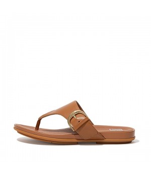 Gracie Buckle Leather Toe-Post Sandals