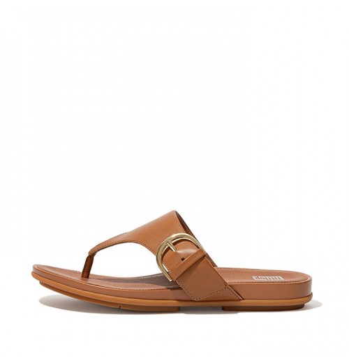 Gracie Buckle Leather Toe-Post Sandals