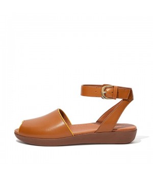 Cova Pop Binding Leather Peep-Toe Back-Strap Sandals