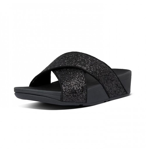 Lulu Glitter Cross Slides