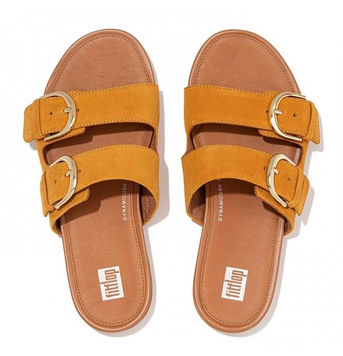 Gracie Buckle Suede Slides