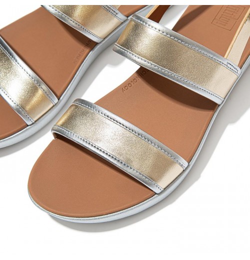 Barra Metallic Back-Strap Sandals