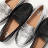 Lena Feather Metallic Leather Loafers