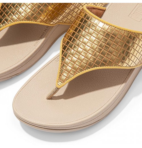 Olive Metallic Woven Leather Toe-Post Sandals