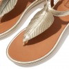 Tia Feather Metallic Leather Back-Strap Sandals