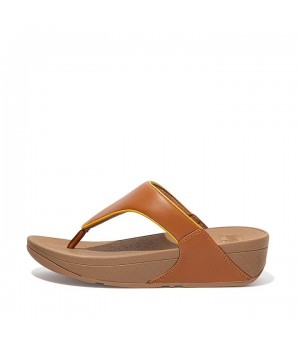 Lulu Pop Binding Leather Sandals Toe-Post Sandals