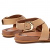 Gracie Buckle Leather Ankle-Strap Back-Strap Sandals