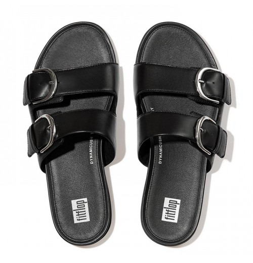 Gracie Buckle Leather Slides