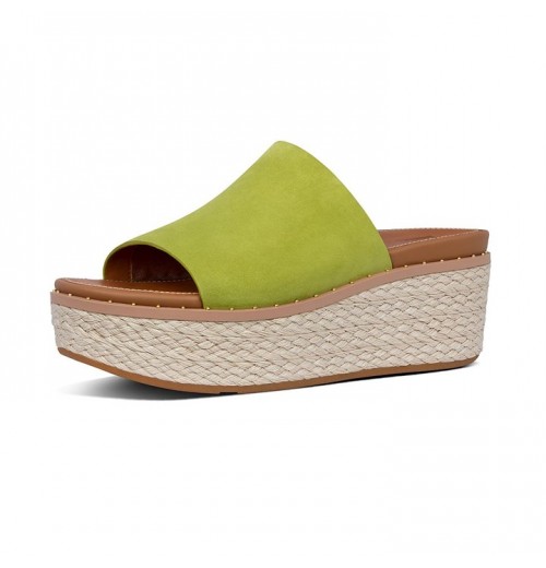 Eloise Espadrille Suede Wedge Slides Wedge Sandals