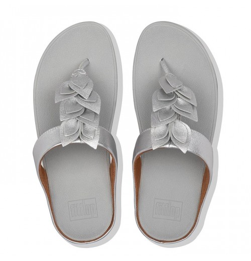 Fino Leaf Metallic Leather Toe-Thongs Toe-Post Sandals