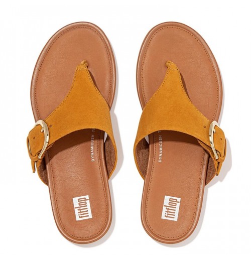 Gracie Buckle Suede Toe-Post Sandals