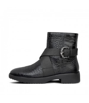 Helmi Croc Embossed Ankle Boots