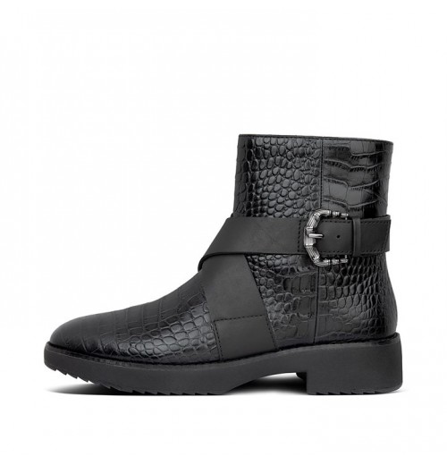 Helmi Croc Embossed Ankle Boots