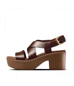 Pilar Leather Back-Strap Platform Platform Sandals