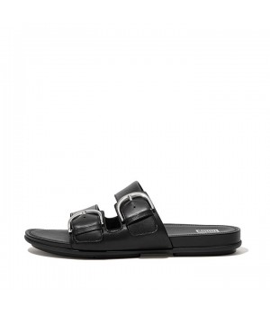 Gracie Buckle Leather Slides