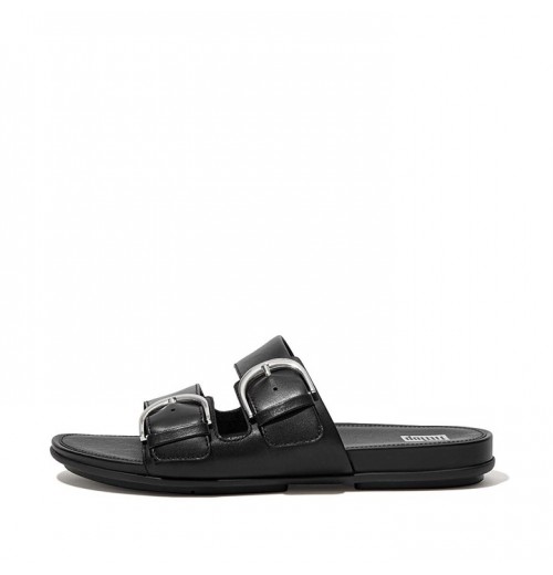 Gracie Buckle Leather Slides