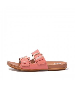 Gracie Buckle Leather Slides