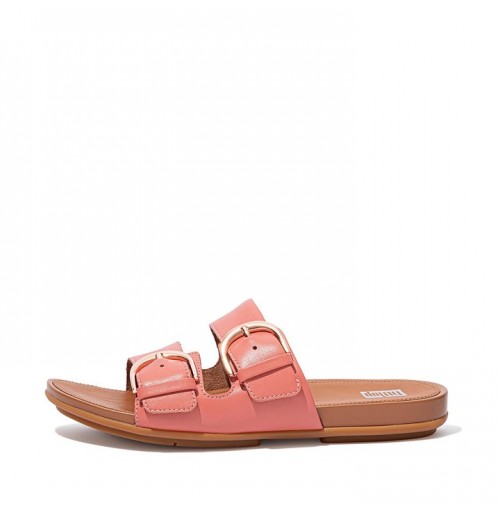 Gracie Buckle Leather Slides