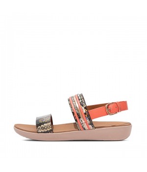 Barra Snake Bangle Leather Back-Strap Sandals