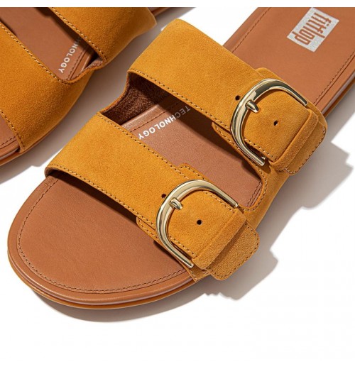 Gracie Buckle Suede Slides