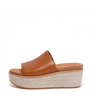 Eloise Espadrille Leather Wedge Slides Wedge Sandals