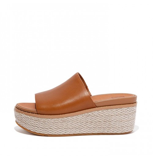 Eloise Espadrille Leather Wedge Slides Wedge Sandals