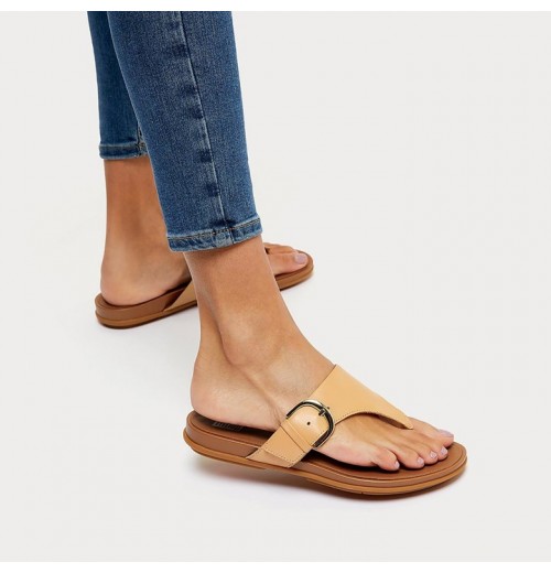 Gracie Buckle Leather Toe-Post Sandals
