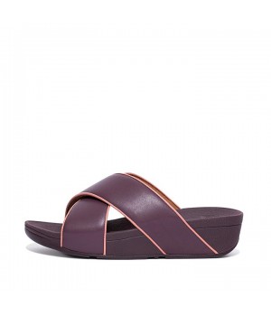 Lulu Pop Binding Leather Cross Slides