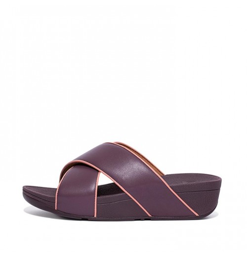 Lulu Pop Binding Leather Cross Slides