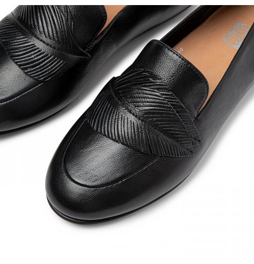 Lena Feather Metallic Leather Flat Shoes