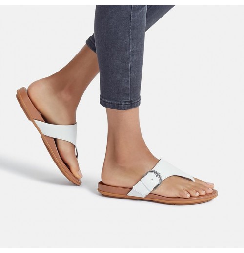 Gracie Buckle Leather Toe-Post Sandals