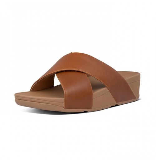 Lulu Leather Cross Slides