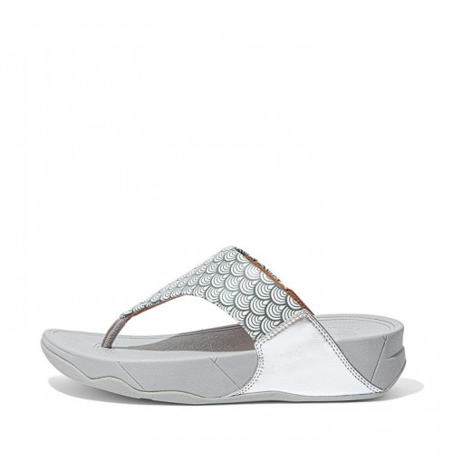 Lulu Wave Print Toe-Post Sandals