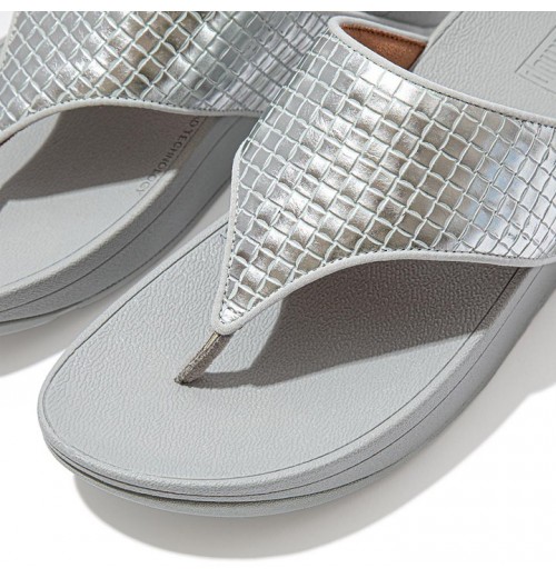 Olive Metallic Woven Leather Toe-Post Sandals