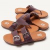 Gracie Buckle Leather Slides