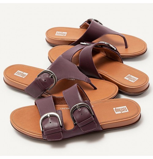 Gracie Buckle Leather Slides