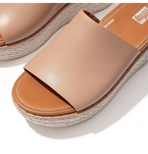 Eloise Espadrille Leather Wedge Slides Wedge Sandals