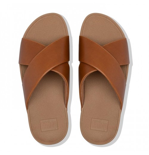 Lulu Leather Cross Slides